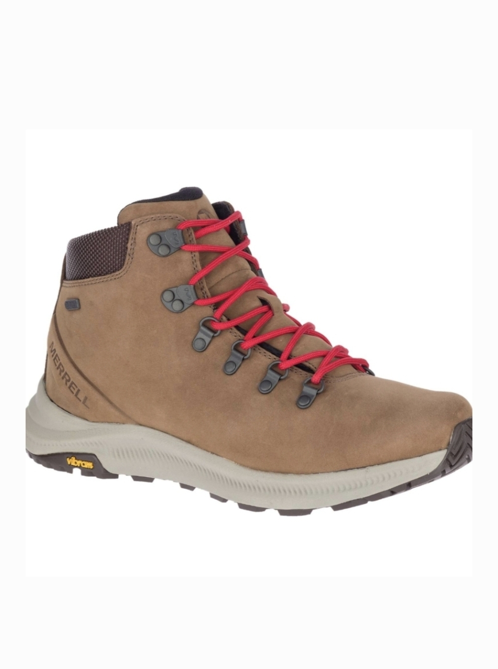 Merrell Ontario Mid Waterproof Hiking Boot In Brown with Red Laces Size 10.5